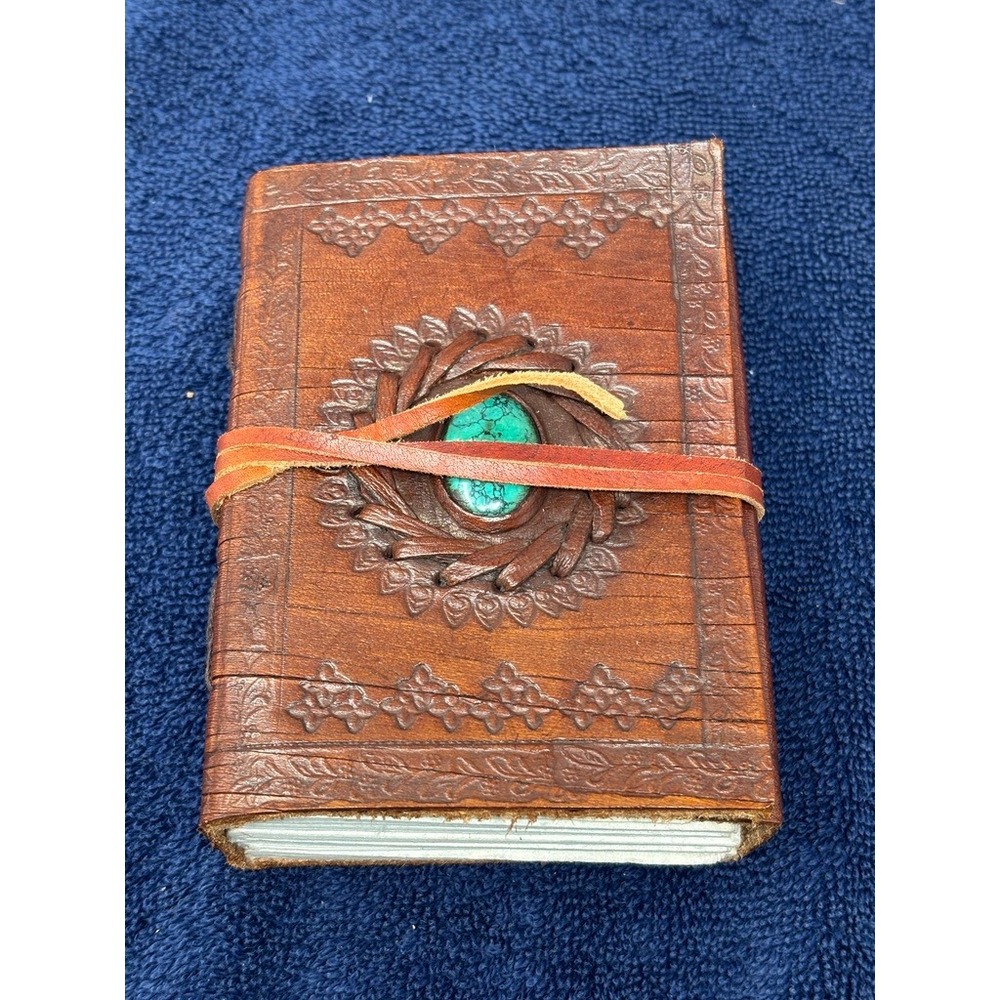 Handmade Leather Journal Notebook Diary Embossed Celtic Design Stone‎ - Picture 6 of 11